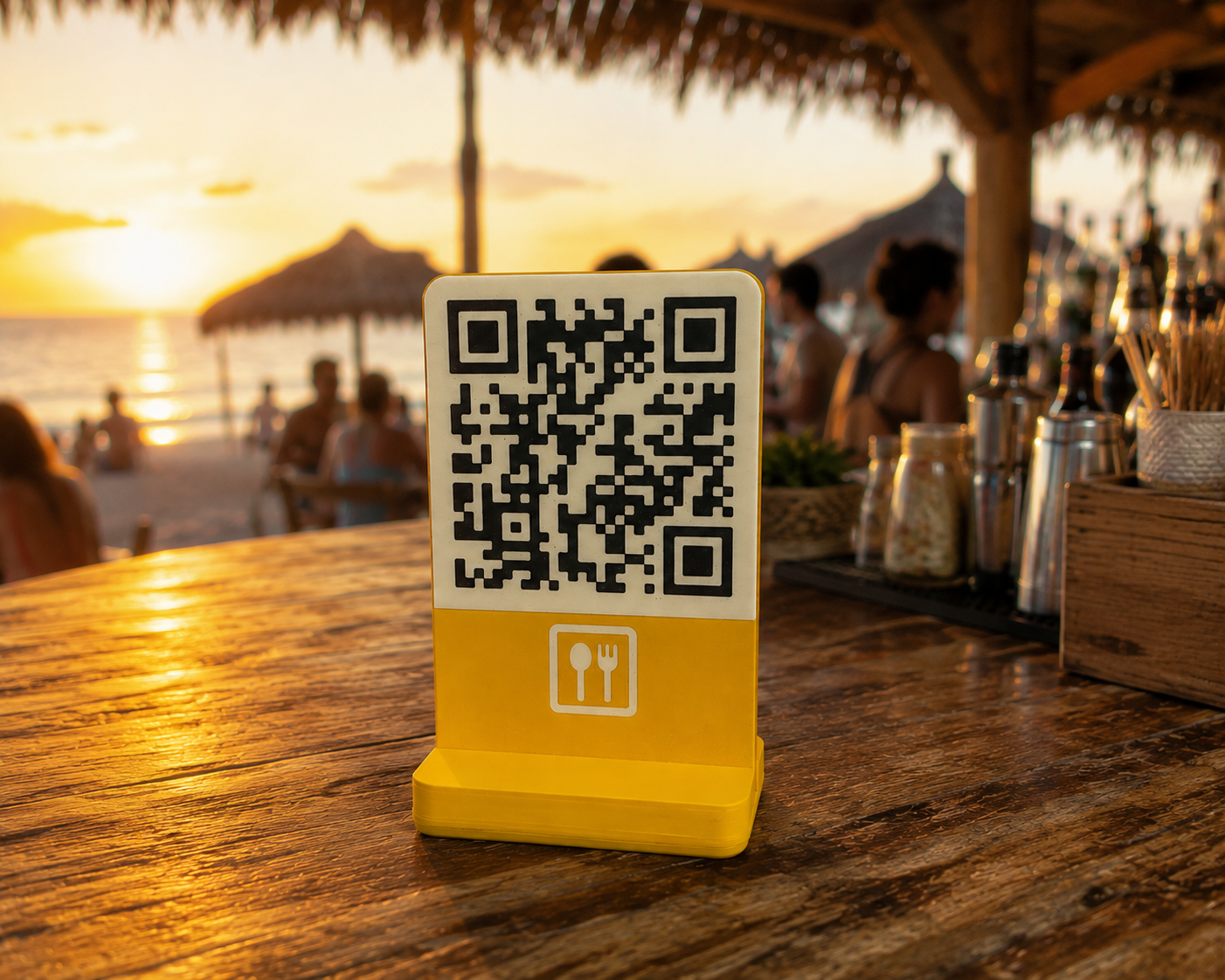 Soporte QR personalizado en color amarillo